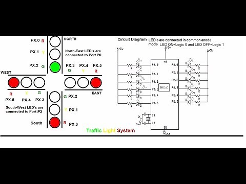 Traffic Light System using 8051 Microcontroller Part 1