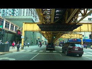 [4K] Driving in Downtown Chicago under the Elevated "EL"/"L" Train Tracks in The Loop Illinois USA