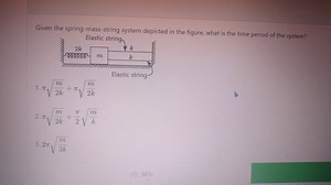 Given the spring-mass-string system depicted in the figure, wha... | Filo