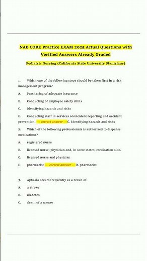 NAB CORE Practice EXAM 2025 Actual Questions with Verified Answers Already Graded5