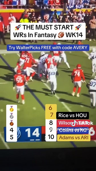 MUST START WRs for fantasy football week 14 👀 #fantasyfootballrankings #fantasyfootballweek14 #fantasyfootballstartsit