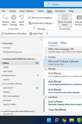 How to Change View as Default in Outlook?