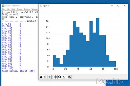 【Python】度数分布表とヒストグラムを作る【NumPy、Pandas、Matplotlib】