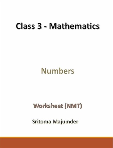 Grade 3 Mathematics Numbers Worksheet (NMT)