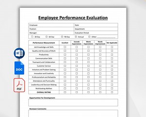 Editable Employee Performance Evaluation Template. Employee Performance Review. Human Resources Form. Printable PDF, Word, Google Docs - Etsy