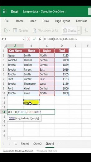 filter formula in Excel #shortsvideo #shorts #new #excel