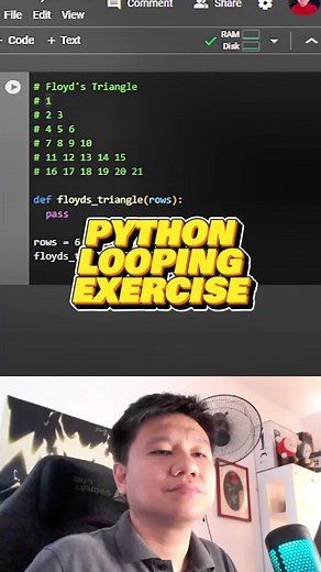 Python Loop Exercise - Floyd's Triangle #codingexercises #programmingtutorial #pythontutorial #forloop #nestedloops #programming #viral #trending #pinoyprogrammer #pinoydeveloper