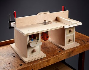 Build a benchtop router table that's simple, but capable and includes an adjustable fence, dust collection and a clever T-square guide for supporting small pieces. Designed for smaller trim routers, it's an affordable and valuable addition to any shop. For the downloadable plans: http://bit.ly/ICDT_Router_Table_Plans | Popular Woodworking