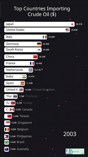Top Countries Importing Crude Oil (1990–2024) 🌍 | Data Racing Visualization