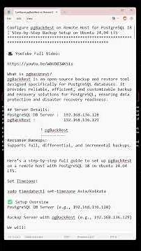 Configure pgBackRest on Remote Host for PostgreSQL 18 | Step-by-Step Backup Setup on Ubuntu 24.04