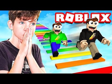 1v1 RAINBOW OBBY RACE with MY LITTLE BROTHER! (Roblox)