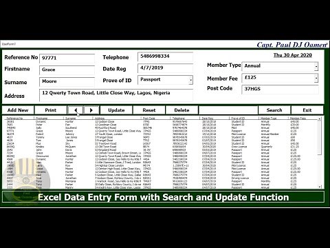How to Create an Excel VBA Data Entry Form with Update and Search Function - Full Tutorial