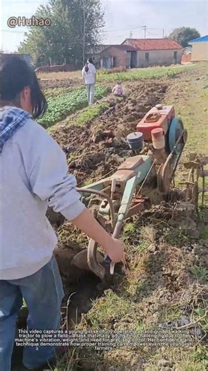 "Young Farmer in Action! Kid Operates Walking Tractor Like a Pro"