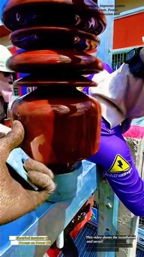 Electrical Insulator Installation Process on Power Distribution Lines