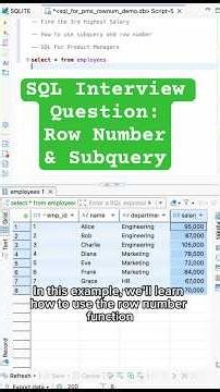 4.SQL Interview Question: How to use Row_Number() and Subquery in sql
