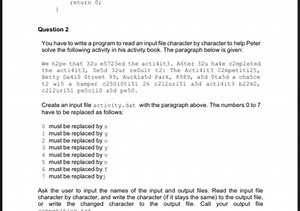 Write a program in Python that reads an input file character by... | Filo