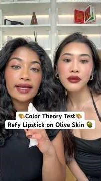 COLOR THEORY TEST WITH ​⁠THE NEW ‪@refybeauty.‬ LIPSTICKS ON OLIVE SKIN 🫒