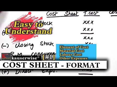 [#1] Introduction to Cost Accounting - COST SHEET with FORMAT | Simple tutorial || by kauserwise