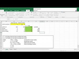 4. Introduction to Linear Optimization LP - Blue Ridge Solving Excel Model using Excel Solver Addin
