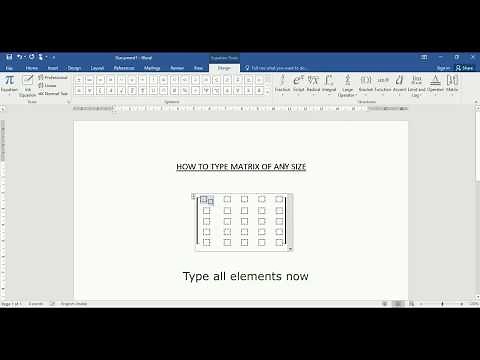 How to type large matrix in word 2016