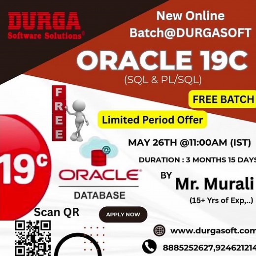 🚀 FREE Oracle 19C (SQL & PL/SQL) Online Batch @ DURGASOFT