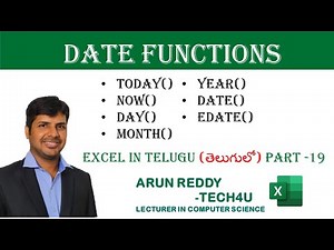 EXCEL IN TELUGU PART 19 - DATE FUNCTION