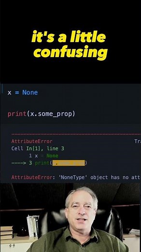 Meaning of Python error AttributeError: 'NoneType' object has no attribute #shorts