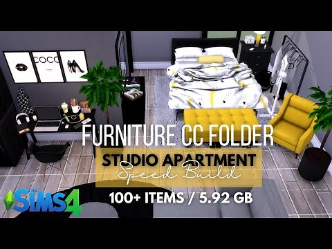 SIMS 4 STUDIO APARTMENT SPEED BUILD + MY FURNITURE CC FOLDER (100+ ITEMS / 5.92 GB) ♡