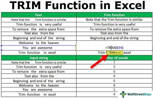 TRIM in Excel - How To Use? Formula, Errors, Examples, Template