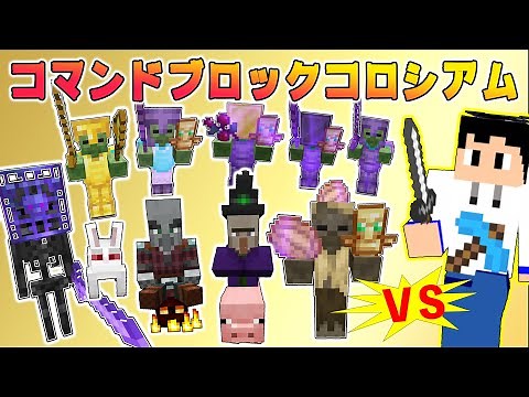 強さ未知！コマンドで作ったモブ１０体と戦ってみたら…【マインクラフトJava】【コマンド】