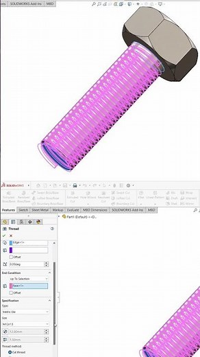 thread making tutorial in solidworks #solidworks #automobile