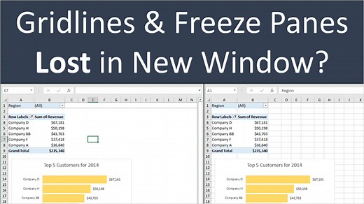 Gridlines & Freeze Panes Settings Lost in New Window - How to Fix It - Excel Campus