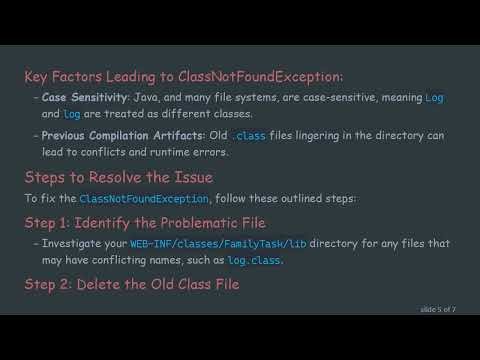 Resolving the ClassNotFoundException in Tomcat: A Guide for Java Developers