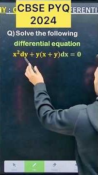 Q) Solve the followingdifferential equation x²dy + y(x + y)dx = 0 #math #cbse2026 #cbse2024 #cbse