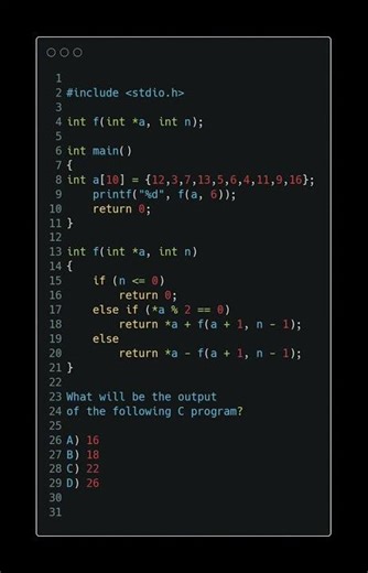 C Recursion MCQ | Predict the Output of Array Program ◀ Shorts ▶