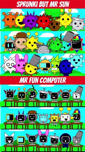 Incredibox sprunki but mr sun VS Incredibox sprunki but mr fun computer 3#sprunkianimation #shorts