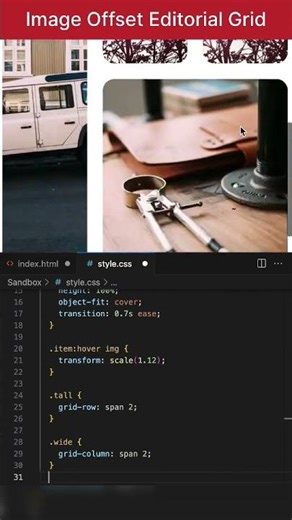 Image Offset Editorial Grid (Awwwards Style) HTML and CSS #shorts