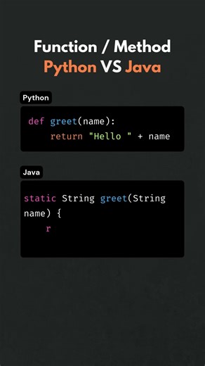 Function / Method in Python vs Java #python #code #shorts