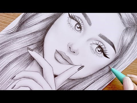 Pencil Sketch for beginners || How to draw a face - step by step || Girl Drawing