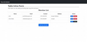 Inline Table Row Insert, Update, and Delete using PHP and jQuery Tutorial