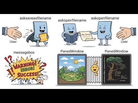 asksaveasfilename,askopenfilename,messagebox,panedwindow widgets using python tkinter