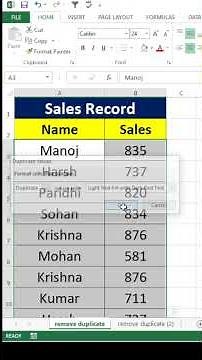 select and remove duplicates values in excel |
