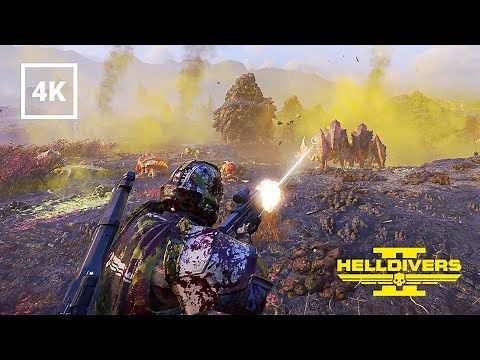 Helldivers 2: 3rd Person Gameplay - Killing alien bugs in 2024 (4K)