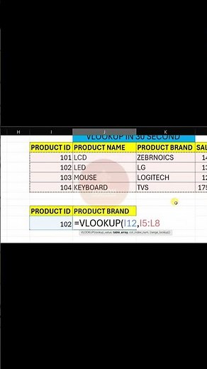 VLOOKUP in Excel Explained in 60 Seconds!