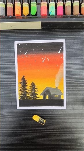 🌌Cozy Night Sky Painting with Oil Pastels | Easy Sunset to Night Gradient Art