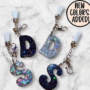Custom Glitter Letter Keychain: Holographic Resin Accessory - Etsy