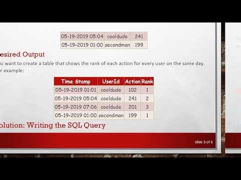 How to Create a Rank for Each User's Actions by Time Stamp in SQL