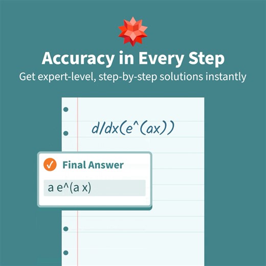 Need a boost for the last few months of the semester? We've got you covered. Check out instant and accurate step-by-step solutions for all of your math, chemistry and physics problems! Available today with Wolfram|Alpha Pro! ✅📱 https://www.wolframalpha.com/pro/step-by-step-math-solver | Wolfram|Alpha