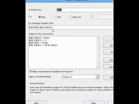 Binary Variables/Linking Constraints on excel