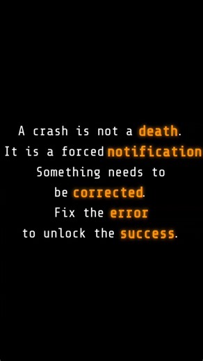 Chaudhari Ronak on Instagram: "Don't be afraid of the breakdown. The breakdown is telling you exactly where your weakness is. You have to fix the error to reach the next level. If you never crashed, you would never improve. ⚠️ . #Resilience #LifeLessons #ProgrammingLife #SatvikString #SuccessMindset"